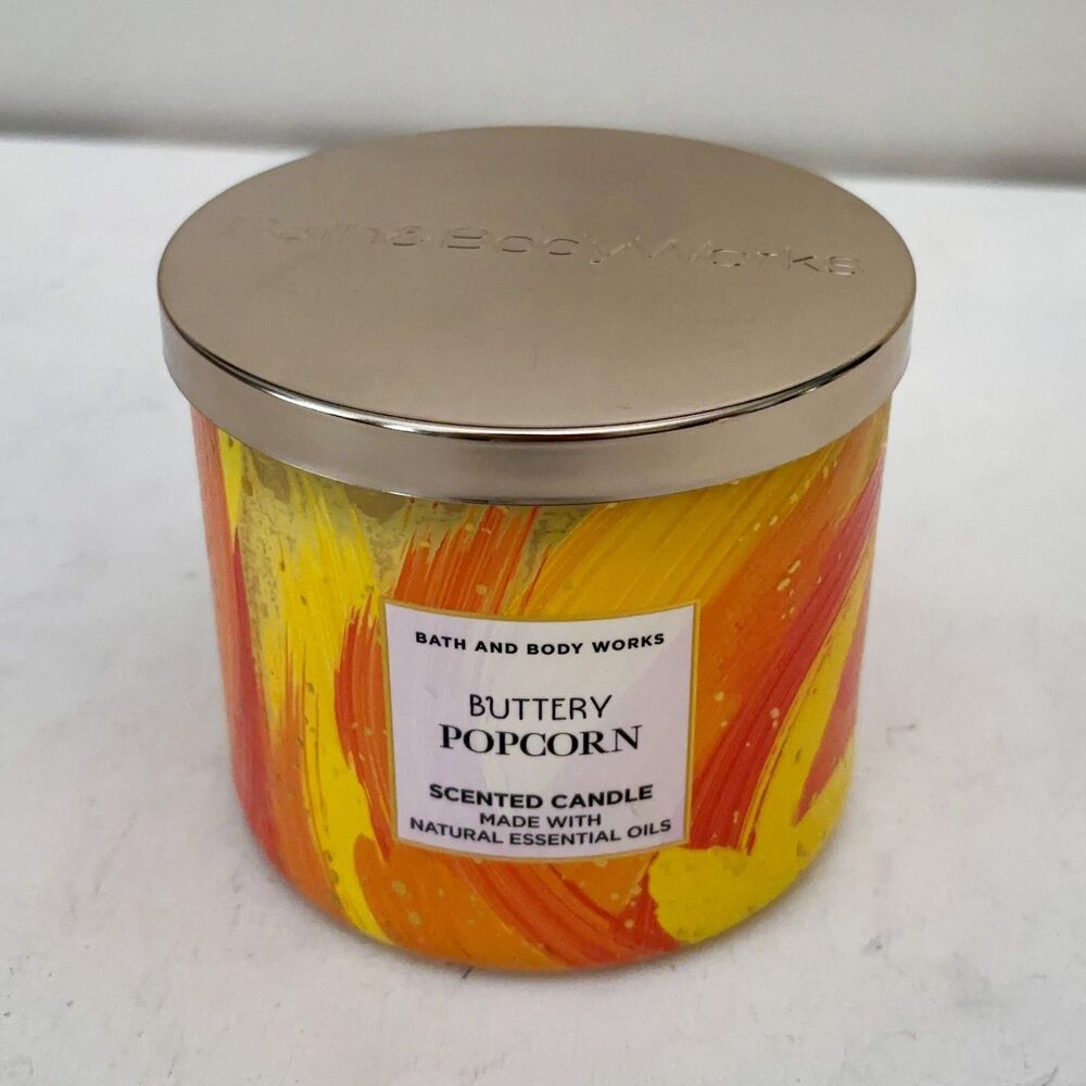 Bath & Body Works Buttery Popcorn 14.5 Oz 3 Wick Candle